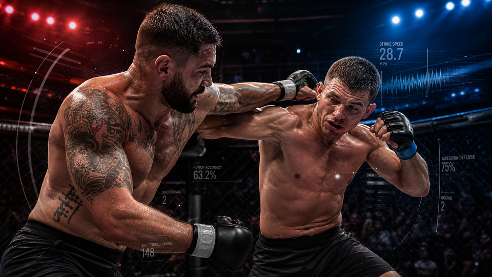 Two MMA fighters exchanging strikes in a knockout-record article hero image
